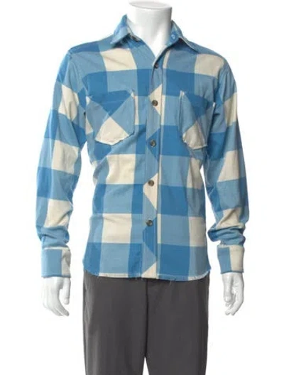 Pre-owned Aviator Nation Plaid Print Long Sleeve Shirt In Blue