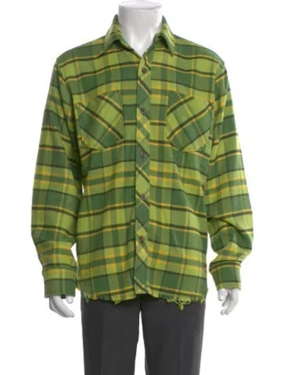 Pre-owned Aviator Nation Plaid Print Long Sleeve Shirt In Green