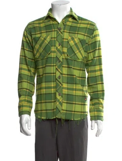 Pre-owned Aviator Nation Plaid Print Long Sleeve Shirt In Green