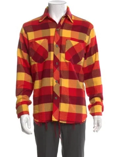 Pre-owned Aviator Nation Plaid Print Long Sleeve Shirt In Red