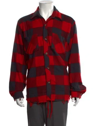 Pre-owned Aviator Nation Plaid Print Long Sleeve Shirt In Red