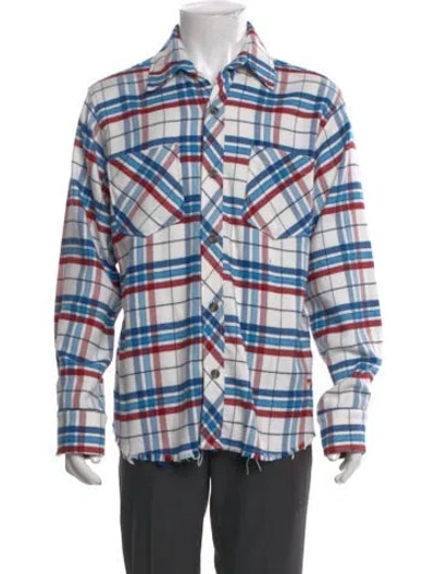 Pre-owned Aviator Nation Plaid Print Long Sleeve Shirt In White