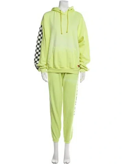 Pre-owned Aviator Nation Plaid Print Pant Set In Yellow