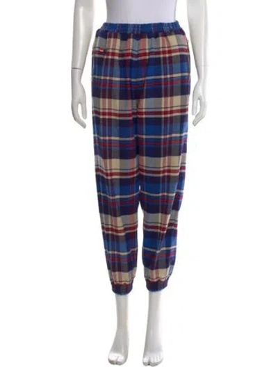 Pre-owned Aviator Nation Plaid Print Skinny Leg Pants In Blue