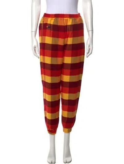 Pre-owned Aviator Nation Plaid Print Straight Leg Pants In Red