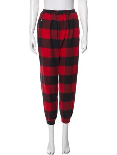 Pre-owned Aviator Nation Plaid Print Sweatpants In Red