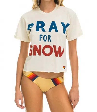 Aviator Nation Pray For Snow Boyfriend Tee In Vintage White