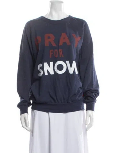 Pre-owned Aviator Nation 'pray For Snow' Graphic Print Sweatshirt In Blue
