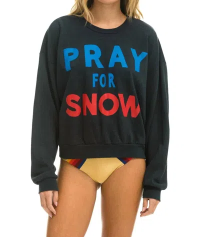 Aviator Nation Pray For Snow Sweatshirt In Charcoal In Pink