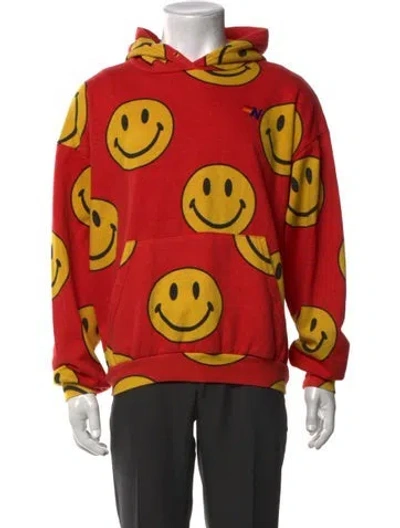 Pre-owned Aviator Nation Printed Crew Neck Hoodie In Red