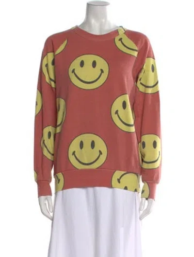 Pre-owned Aviator Nation Printed Crew Neck Sweater In Red