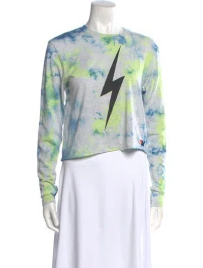 Pre-owned Aviator Nation Printed Crew Neck Sweatshirt In Yellow