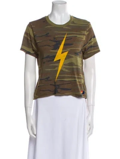 Pre-owned Aviator Nation Printed Crew Neck T-shirt In Blue