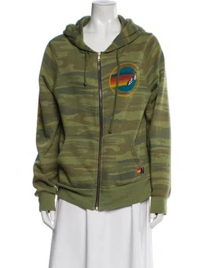 Pre-owned Aviator Nation Printed Jacket In Green