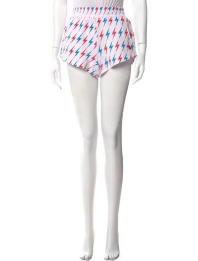 Pre-owned Aviator Nation Printed Mini Shorts In White