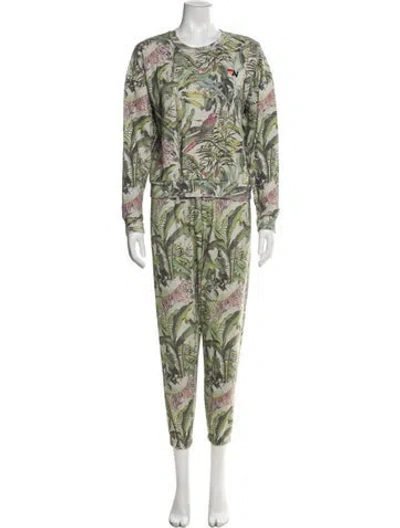 Pre-owned Aviator Nation Printed Pant Set In Green