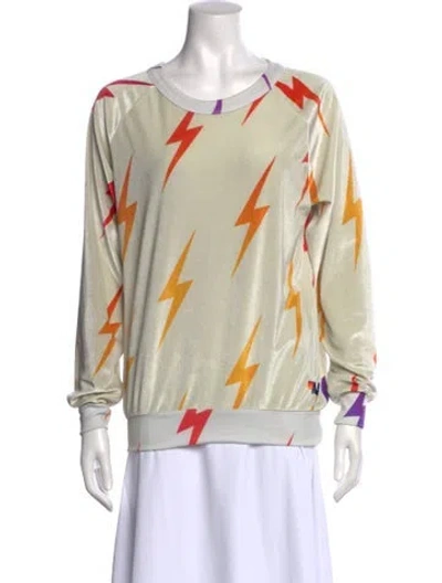 Pre-owned Aviator Nation Printed Scoop Neck Sweater In Yellow