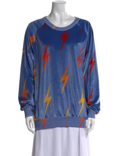 Pre-owned Aviator Nation Printed Scoop Neck Sweatshirt In Blue