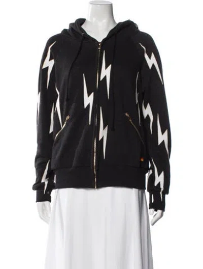 Pre-owned Aviator Nation Printed V-neck Sweater In Black