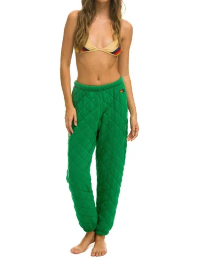 Aviator Nation Quilted Womens Sweatpant In Kelly Green