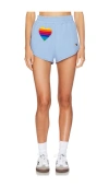 Aviator Nation Rainbow Heart Stitch Lounger Short In 冰色