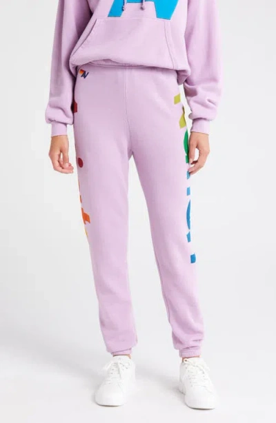 Aviator Nation Rainbow Logo Sweatpants In Mauve