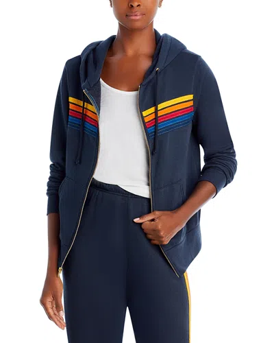 Aviator Nation 5 Stripe Hoodie In Charcoal
