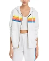 Aviator Nation Rainbow Stripe Hoodie In White Neon Rainbow