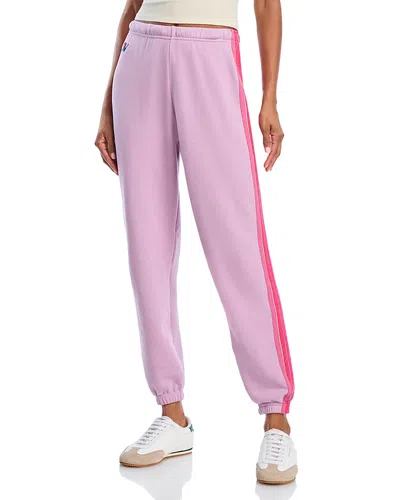 Aviator Nation Rainbow Stripe Sweatpants In Magenta/orange/yellow In Pink
