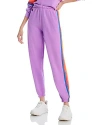 Aviator Nation Rainbow Stripe Sweatpants In Neon Purple Rainbow