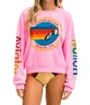 Aviator Nation Relaxed Crew Sweatshirt In Neon Pink In Pink
