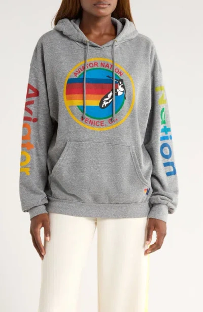 Aviator Nation Relaxed Graphic Hoodie In Gray