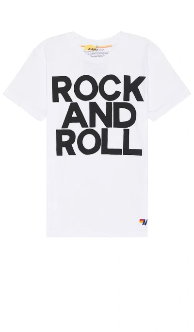 Aviator Nation Rock And Roll Crew Tee In White