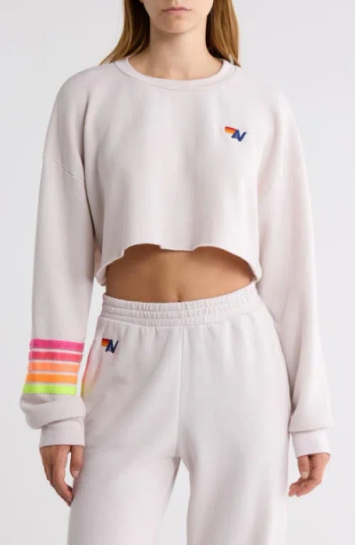 Aviator Nation Rugby Stitch Crop Sweatshirt