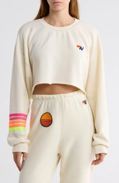 Aviator Nation Rugby Stitch Crop Sweatshirt