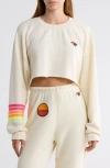 Aviator Nation Rugby Stitch Crop Sweatshirt In Neutral