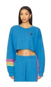 Aviator Nation Rugby Stitch Relaxed Cropped Crew Sweatshirt