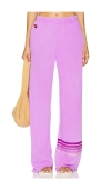 Aviator Nation Rugby Stitch Pocket Wide Leg Pants In Neon Purple In Purple