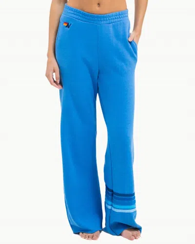 Aviator Nation Rugby Stitch Wide Leg Pocket Sweatpants In Cobalt/blue