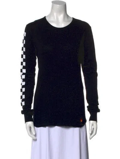 Pre-owned Aviator Nation Scoop Neck Long Sleeve Sweatshirt In Black