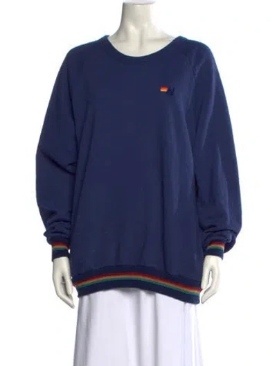 Pre-owned Aviator Nation Scoop Neck Long Sleeve Sweatshirt In Blue