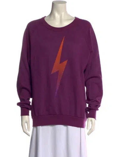 Pre-owned Aviator Nation Scoop Neck Long Sleeve Sweatshirt In Purple