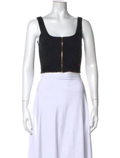 Pre-owned Aviator Nation Scoop Neck Sleeveless Crop Top W/ Tags In Black