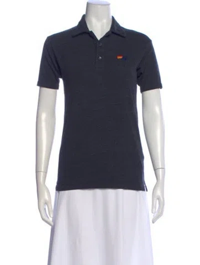 Pre-owned Aviator Nation Short Sleeve Polo In Blue