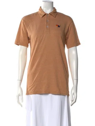 Pre-owned Aviator Nation Short Sleeve Polo In Brown