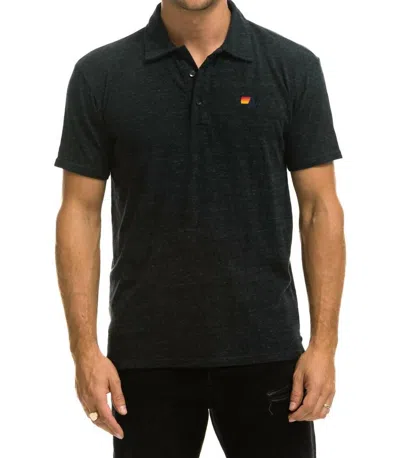Aviator Nation Short Sleeve Polo In Charcoal In Green