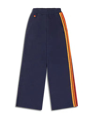 Aviator Nation Side Stripe Wide Leg Pants In Blue