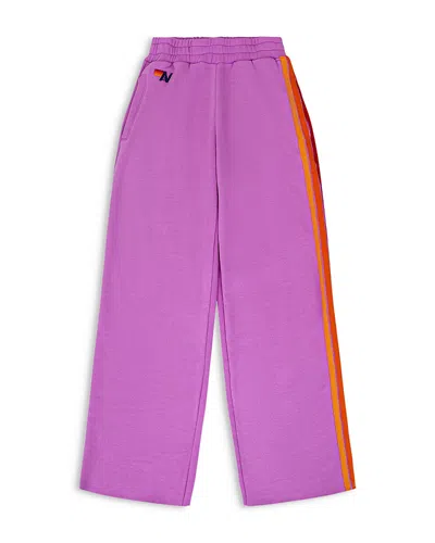 Aviator Nation Side Stripe Wide Leg Pants In Purple