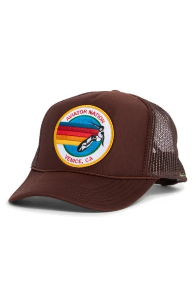 Aviator Nation Signature Trucker Hat In Brown