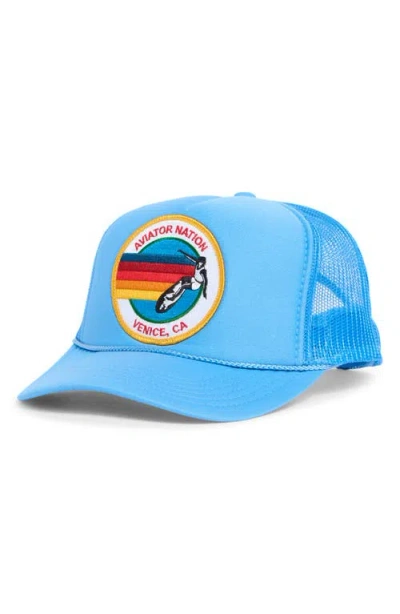Aviator Nation Signature Trucker Hat In Light Blue